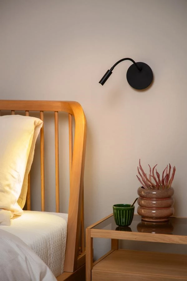 Lucide JOLIJN - Lámpara de cabecera / Lámpara de pared Recargable - Batería/acumulador - Ø 11 cm - LED - 1x2W 3000K - Magnético - Negro - ambiente 1